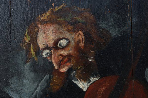 S. Gil, Cellist In A Theater In Paris, 20th Century, Painting On Wood, Framed photo 821.0
