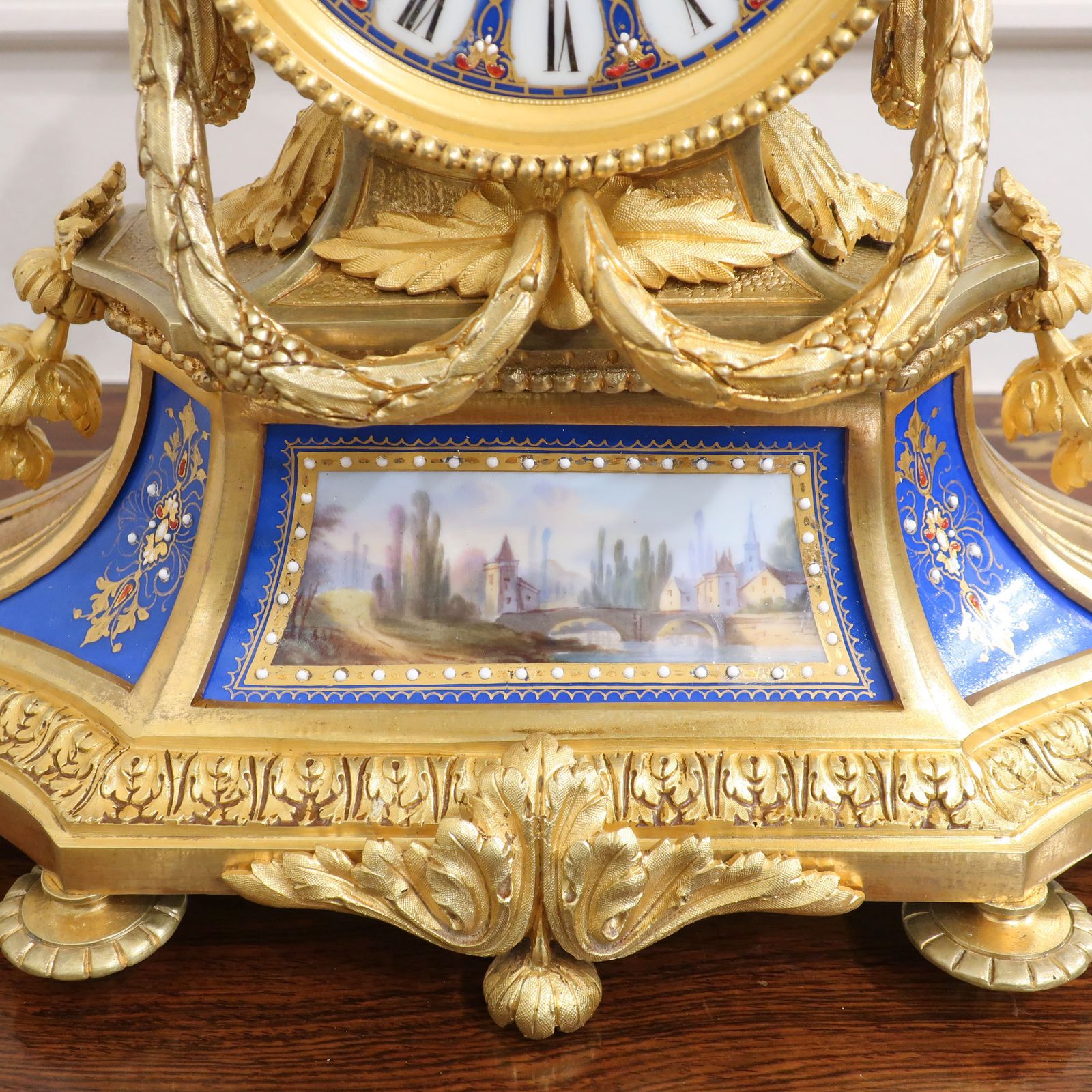 French Louis XVI Style Bronze Gilt & Porcelain Mantel Clock By Japy Freres photo 1900.0