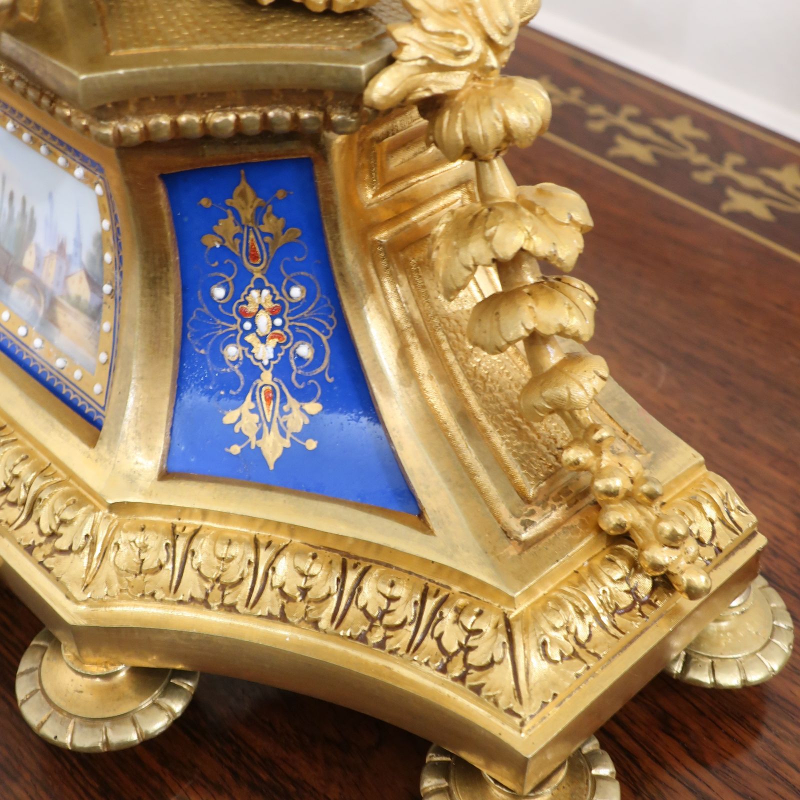 French Louis XVI Style Bronze Gilt & Porcelain Mantel Clock By Japy Freres photo buy