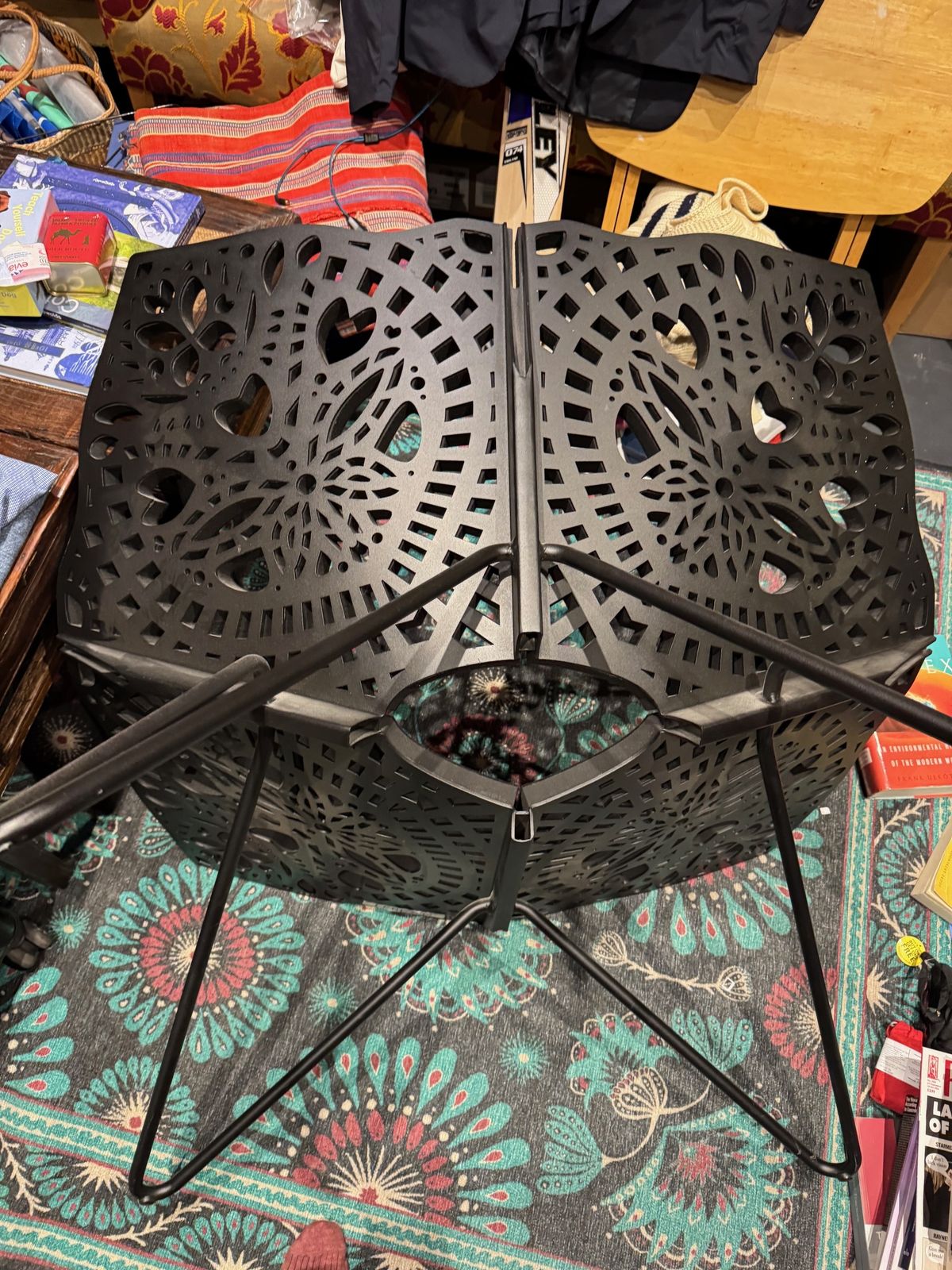 Black Latticed Foam Covered Wide Chair   This Was Bought 2006, But An Unknown Designer. It Is Machine Cut Black Foam On A Metal Frame Base. photo Furniture