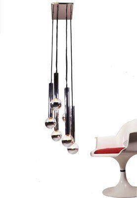 Chrome & Glass Cascading Light By Motoko Ishii For Staff, 1970s photo furniture