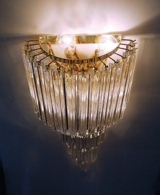 Gilt Brass & Crystal Chandelier By Paolo Venini For Camer, 1960s photo for sale