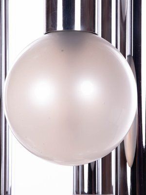 2051.0 6 Light Chrome & Pearlized Glass Globe Ceiling Lamp By Motoko Ishii For Staff, 1970s photo