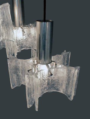 Frosted Murano Glass And Chrome Pendant Lamp From Kaiser Idell / Kaiser Leuchten, 1960s photo Lighting