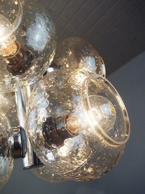 Space Age Glass And Chrome Chandelier From Veb Deutsche Werkstätten Hellerau, 1960s photo buy