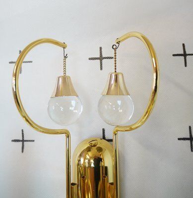 Italian Crystal And Gilded Brass Sconces By Gaetano Sciolari For Sciolari, 1960s, Set Of 2 photo buy