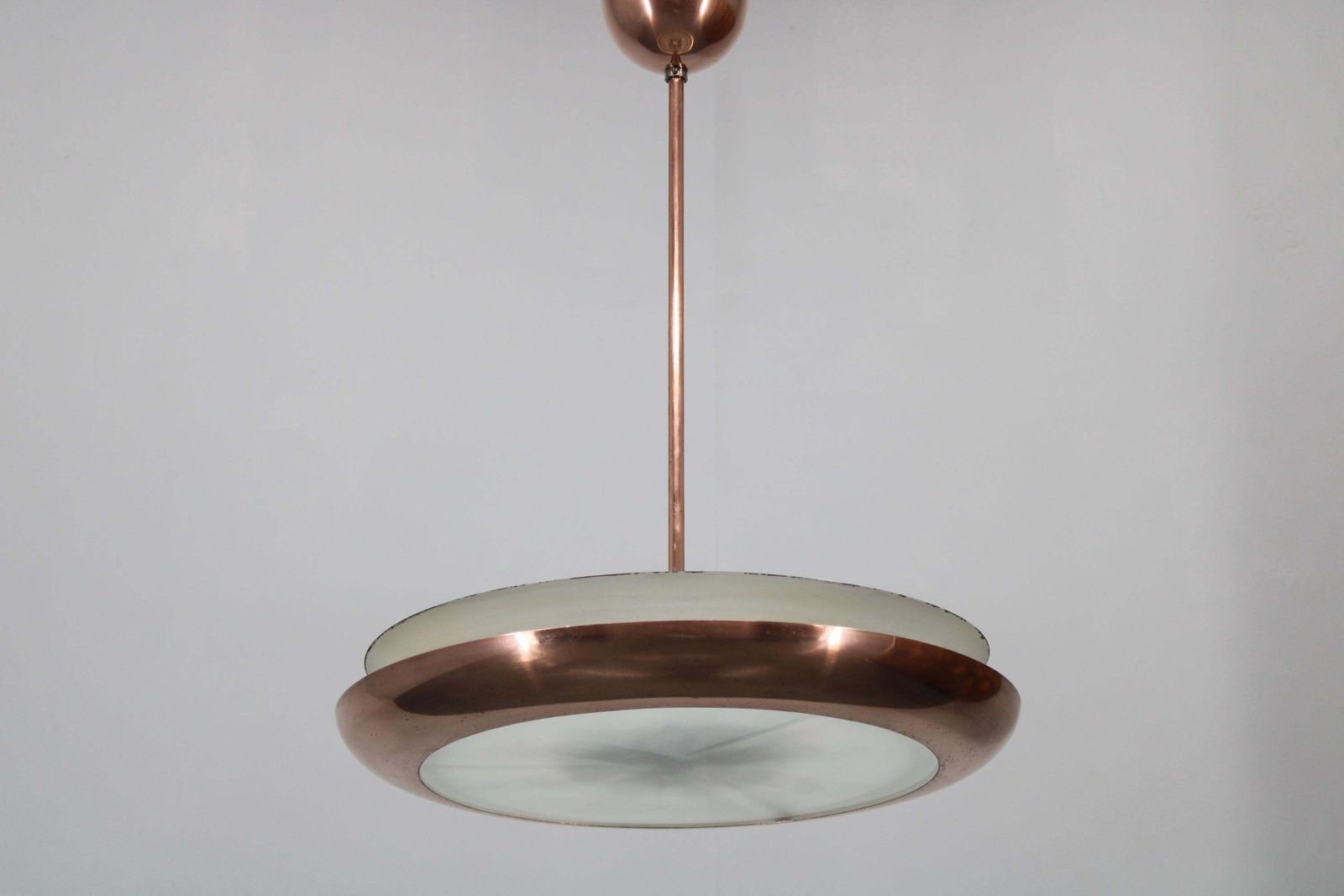 1930s Bauhaus "Ufo" Chandelier In Copper Finish By Josef Hurka, Czechoslovakia photo furniture