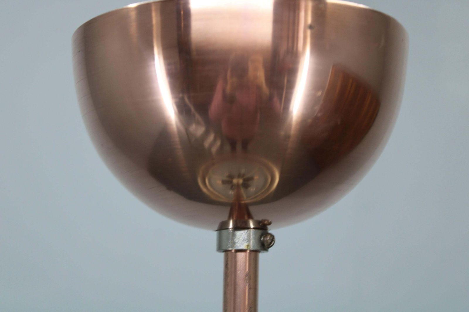 1930s Bauhaus "Ufo" Chandelier In Copper Finish By Josef Hurka, Czechoslovakia photo vinterior