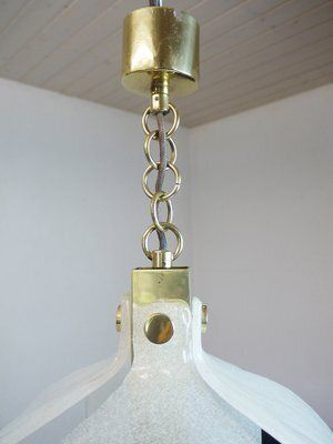 German Frosted Murano Glass Petals & Brass Pendant Lamp From Kaiser Idell / Kaiser Leuchten, 1960s photo 1113.0
