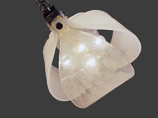 German Frosted Murano Glass Petals & Brass Pendant Lamp From Kaiser Idell / Kaiser Leuchten, 1960s photo vintage