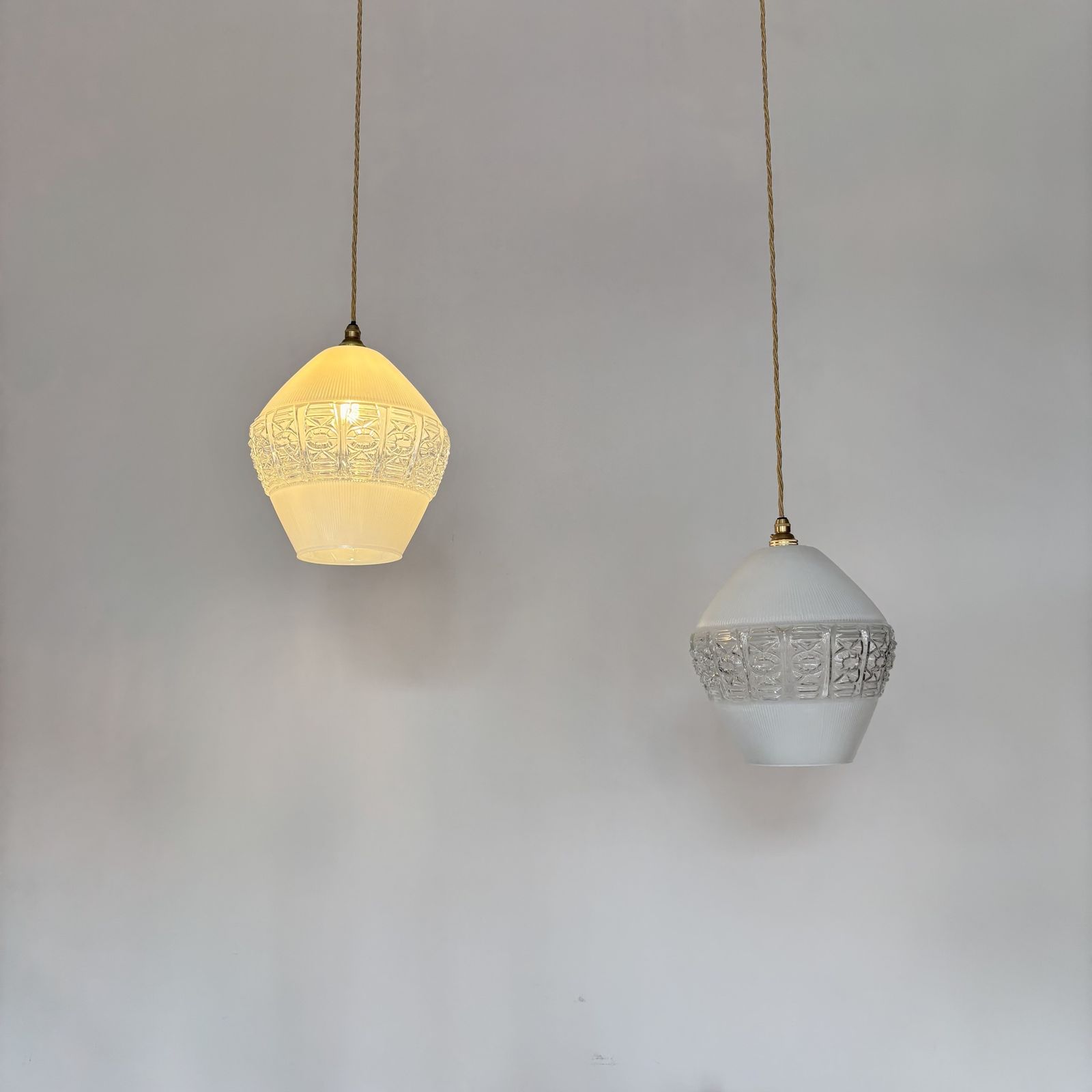 Pair Of Mid Century Decorative White Glass Shades photo 395.0