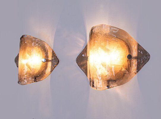 Large Smoked Murano Glass Wall Lights From Kalmar, 1960s, Set Of 2 photo Lighting