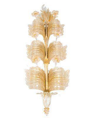 Grand Hotel Wall Sconce In Golden Murano Glass & Brass From Barovier & Toso, 1960s photo buy