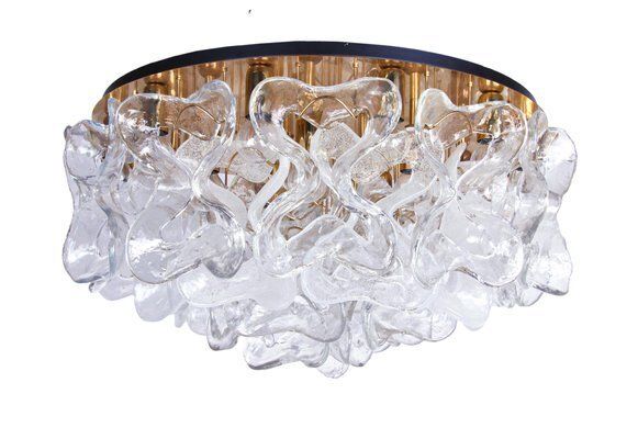 Murano Glass & Brass Flush Mount By J. T. Kalmar For Kalmar, 1960s photo furniture