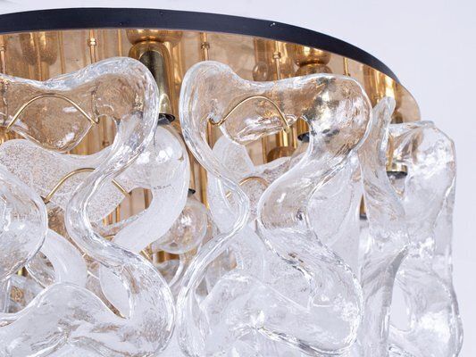 Murano Glass & Brass Flush Mount By J. T. Kalmar For Kalmar, 1960s photo Lighting
