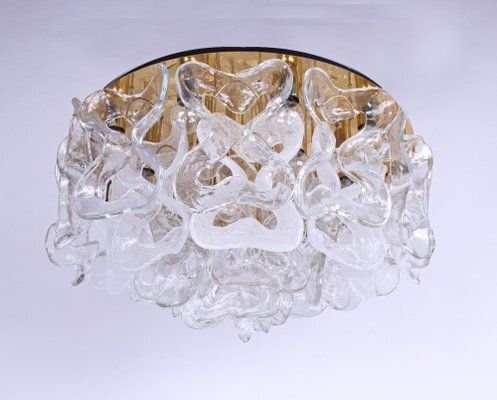 Murano Glass & Brass Flush Mount By J. T. Kalmar For Kalmar, 1960s photo 4388.0