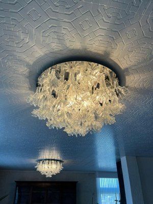11508.0 Murano Glass Arethusa Flush Mount Chandelier From Barovier & Toso, 1960s photo