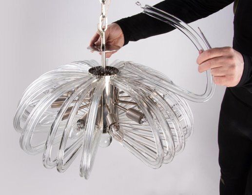 Lighting Chandelier Crystal & Nickel By Cari Zalloni For Bakalowits, 1960 photo