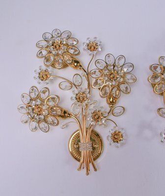 Swarovski Crystal & Gilt Brass Wall Sconce From Palwa, 1960s, Set Of 2 photo for sale