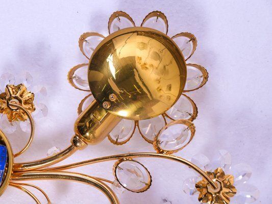 photo for sale Swarovski Crystal & Gilt Brass Wall Sconce From Palwa, 1960s, Set Of 2