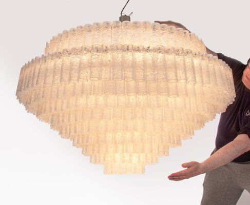 Large Murano Glass Tubes Ballroom Chandelier From Doria, 1960s photo vintage
