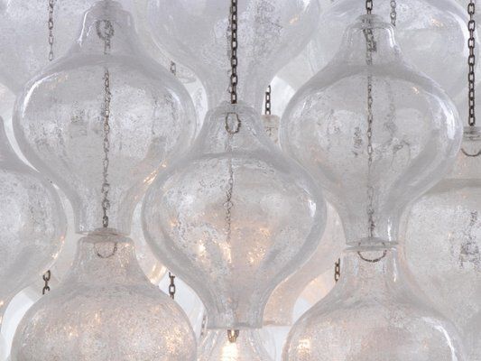 Austrian Tulipan Chandelier Or Pendant Light In Blown Glass From Kalmar, 1960s photo buy