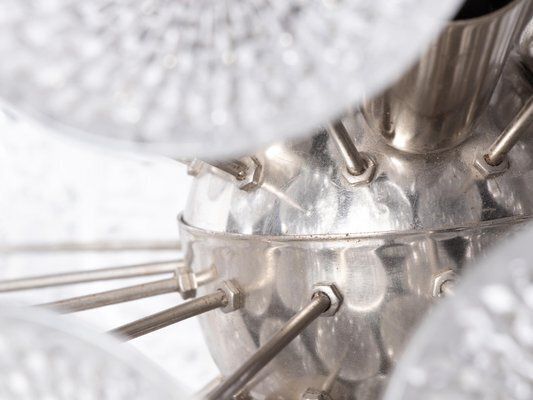 Modernist Glass And Chrome 10 Light Dandelion Sputnik Chandelier, 1960s photo buy