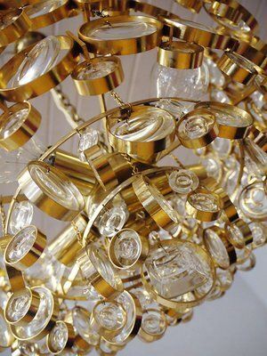 5513.0 Bubbles Chandelier In Crystal And Gilt Brass By Gaetano Sciolari, 1960s photo