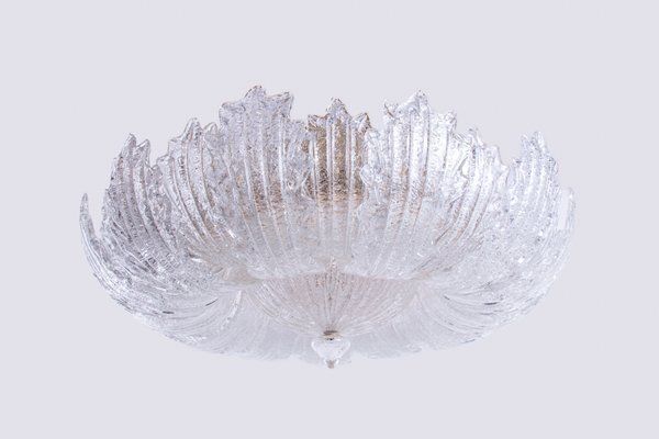 5936.0 Rugiada Flush Mount Chandelier In Murano Glass And Brass From Barovier & Toso, Italy, 1970s photo