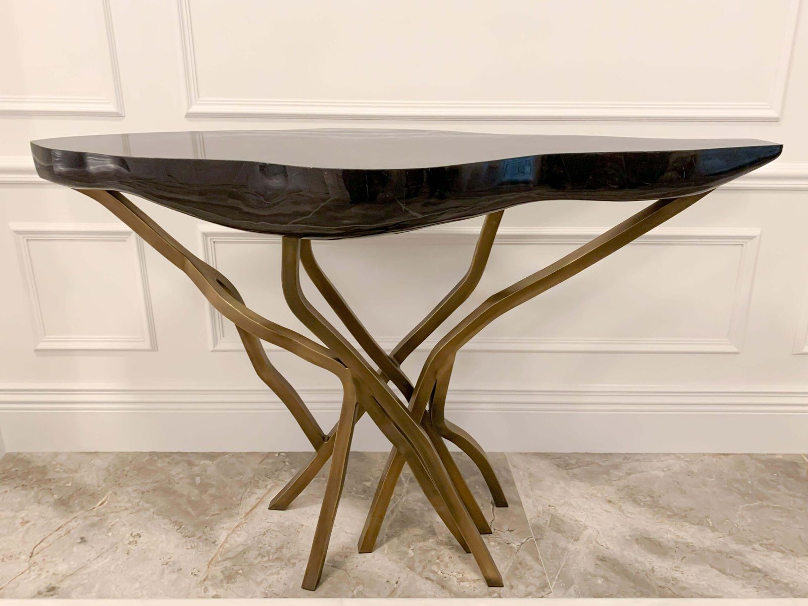 Tessellated Shell And Bronze Console, Acacia By R And Y Augousti, Contemporary France photo for sale