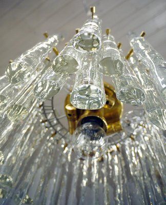 Iced Sticks Chandelier In Murano Glass & Gilt Brass From Kinkeldey, Germany, 1960s photo vintage