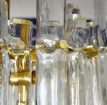 photo for sale Iced Sticks Chandelier In Murano Glass & Gilt Brass From Kinkeldey, Germany, 1960s