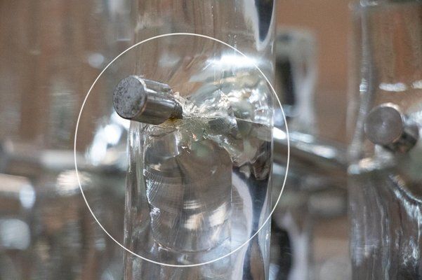 2484.0 German Iced Glass Chandelier With Crystal Rods & Chrome From Kinkeldey, 1960s photo