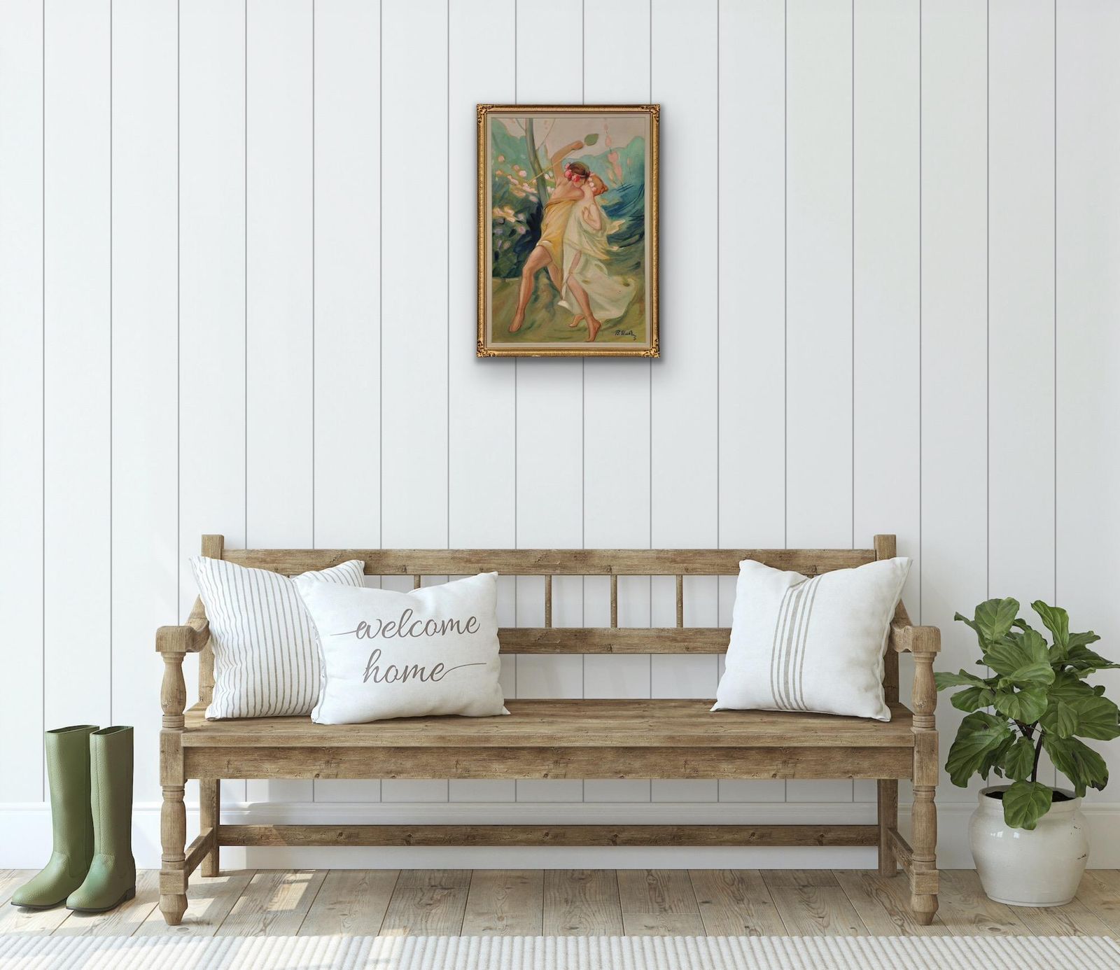 Follower Of Antoine Calbet 1860 To 1944. Framed Art Nouveau Painting A Classical Greek Love Affair Of Theseus And Ariadne Circa 1890 To 1910 photo buy