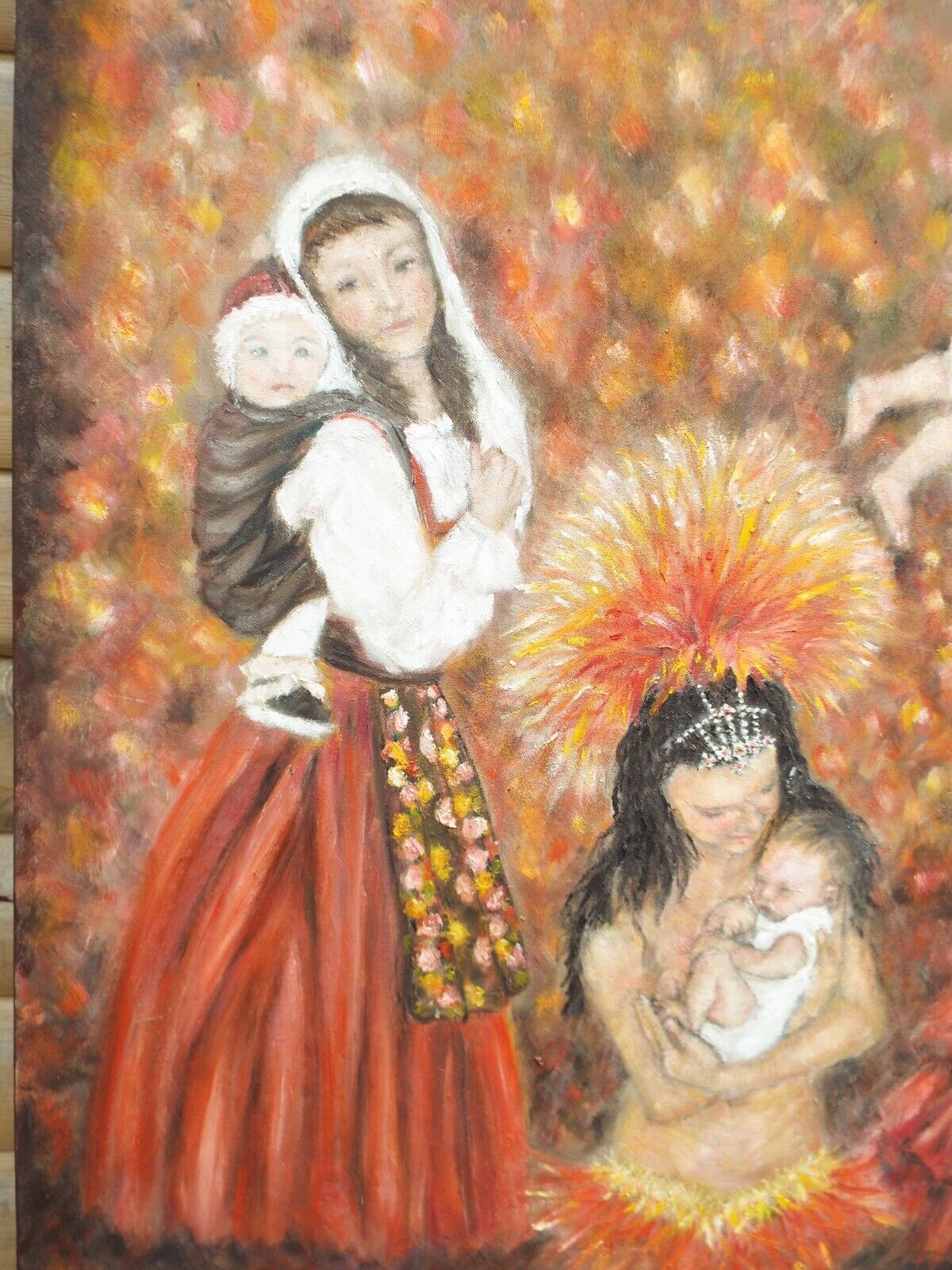 Hispanic Dancers Mothers & Babies Original Oil Painting Figurative Andi J Lucas photo furniture