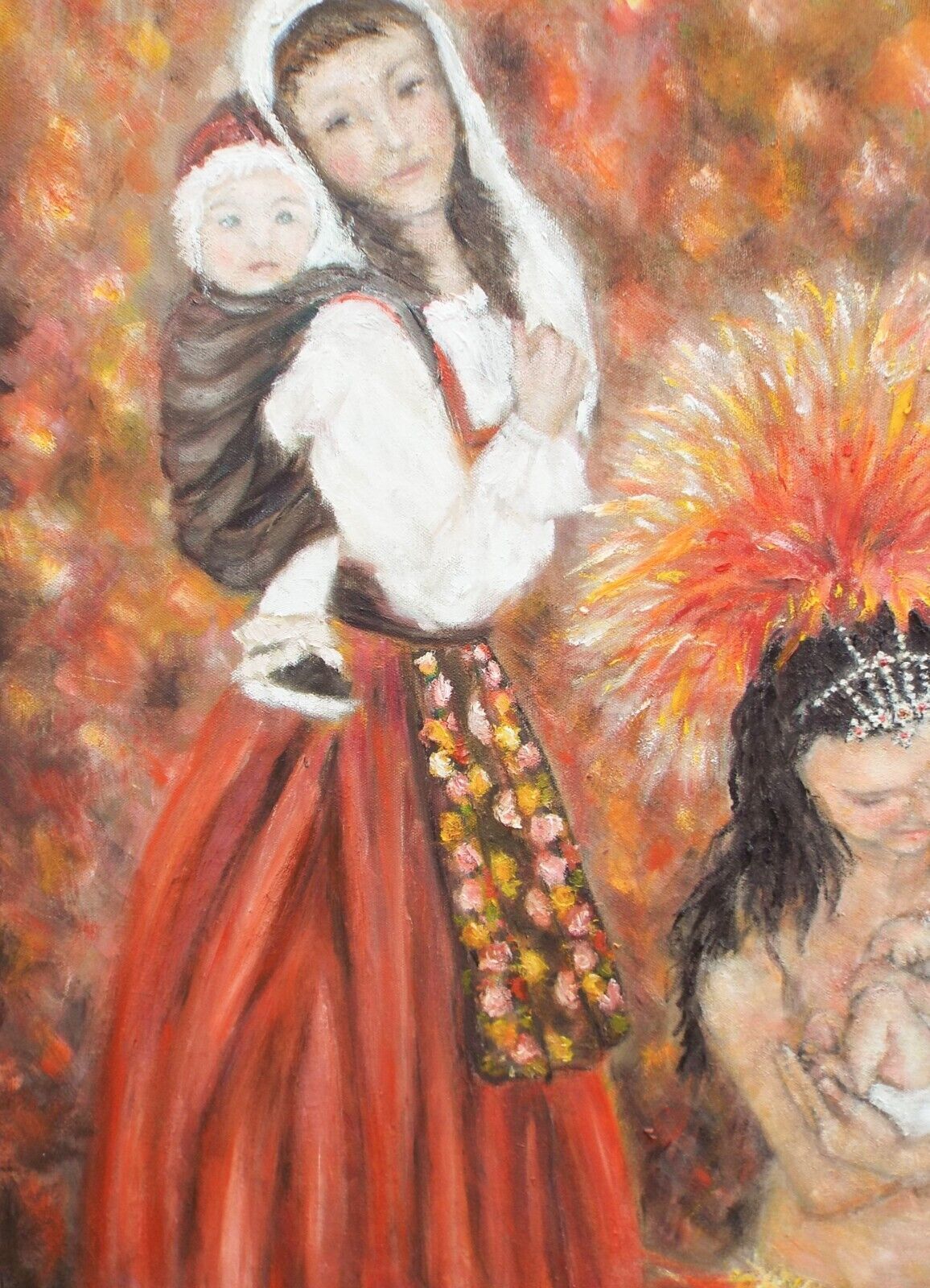 Hispanic Dancers Mothers & Babies Original Oil Painting Figurative Andi J Lucas photo 2548.0