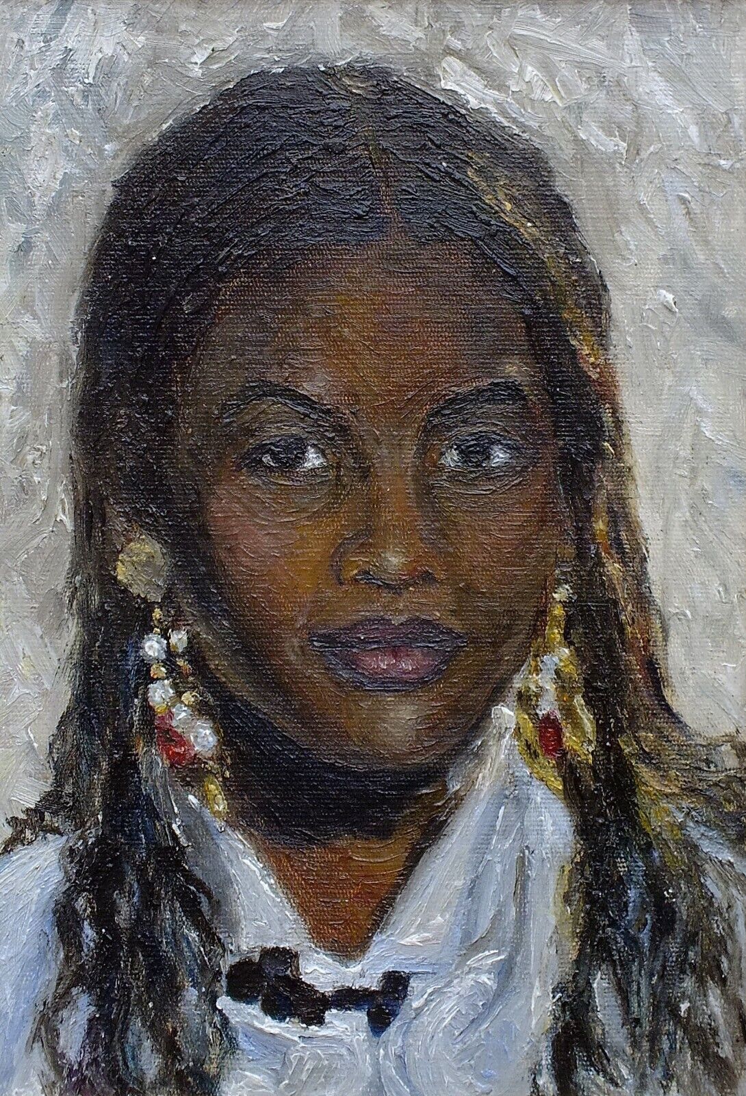 Young Woman Portrait Oil Painting Signed Framed Original  Andi J Lucas photo furniture