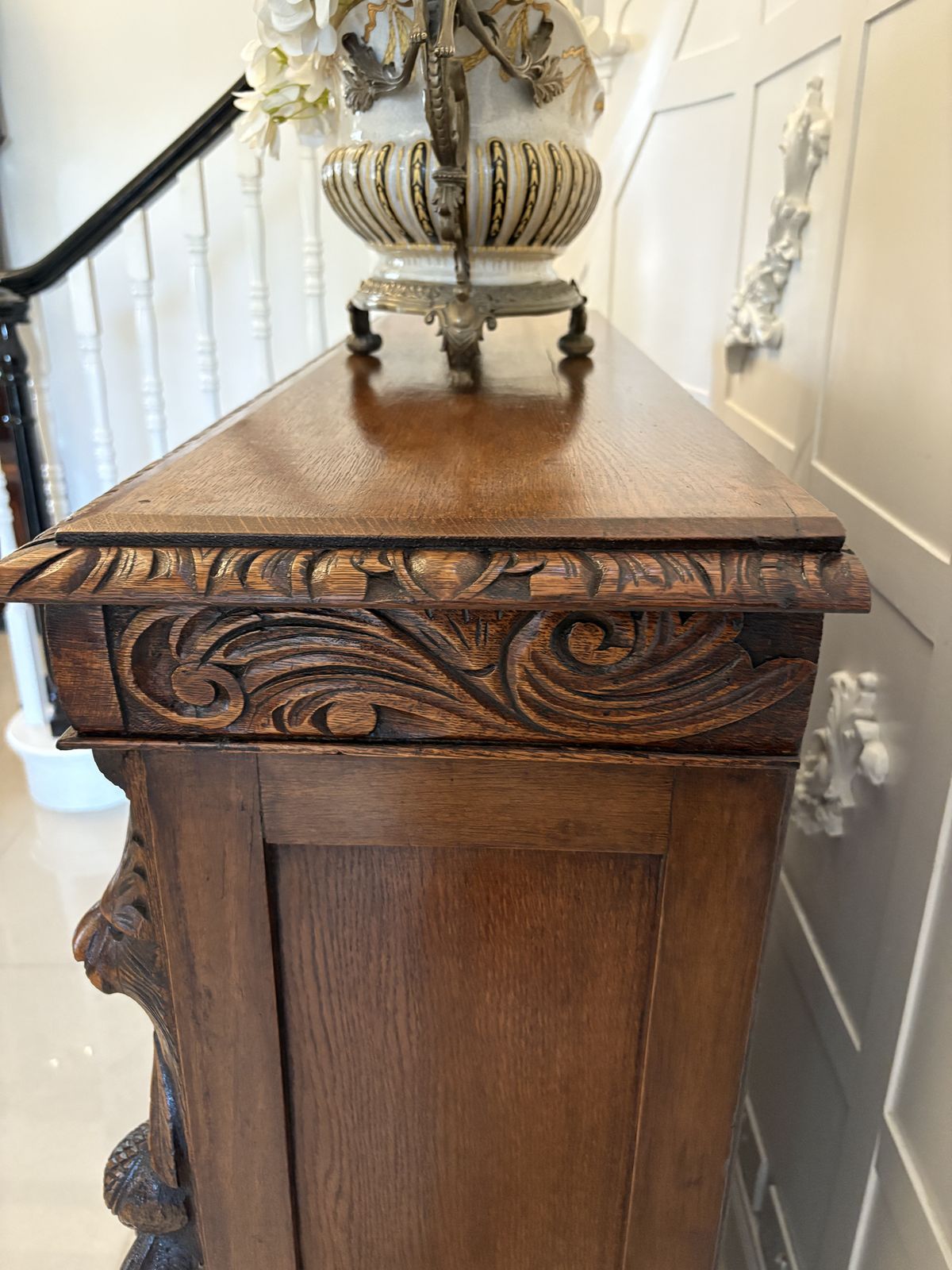 Antique 19th Century Carved Oak Open Bookcase photo Furniture