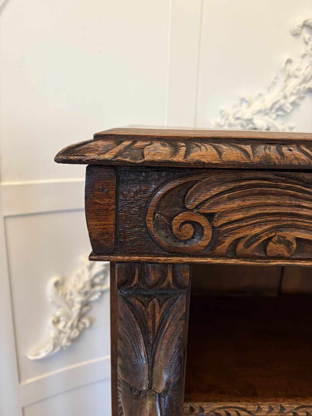 Antique 19th Century Carved Oak Open Bookcase photo buy