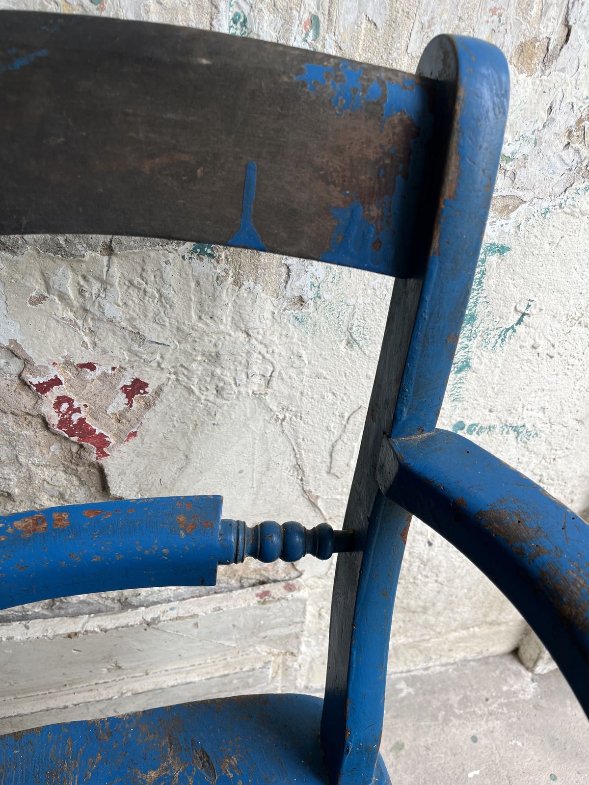Blue Painted Victorian Elm And Beech Windsor Carver Chair photo for sale