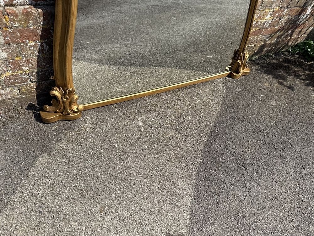 A Spectacular Large Antique English 19th C Shaped Gilt Overmantle Mirror. photo for sale