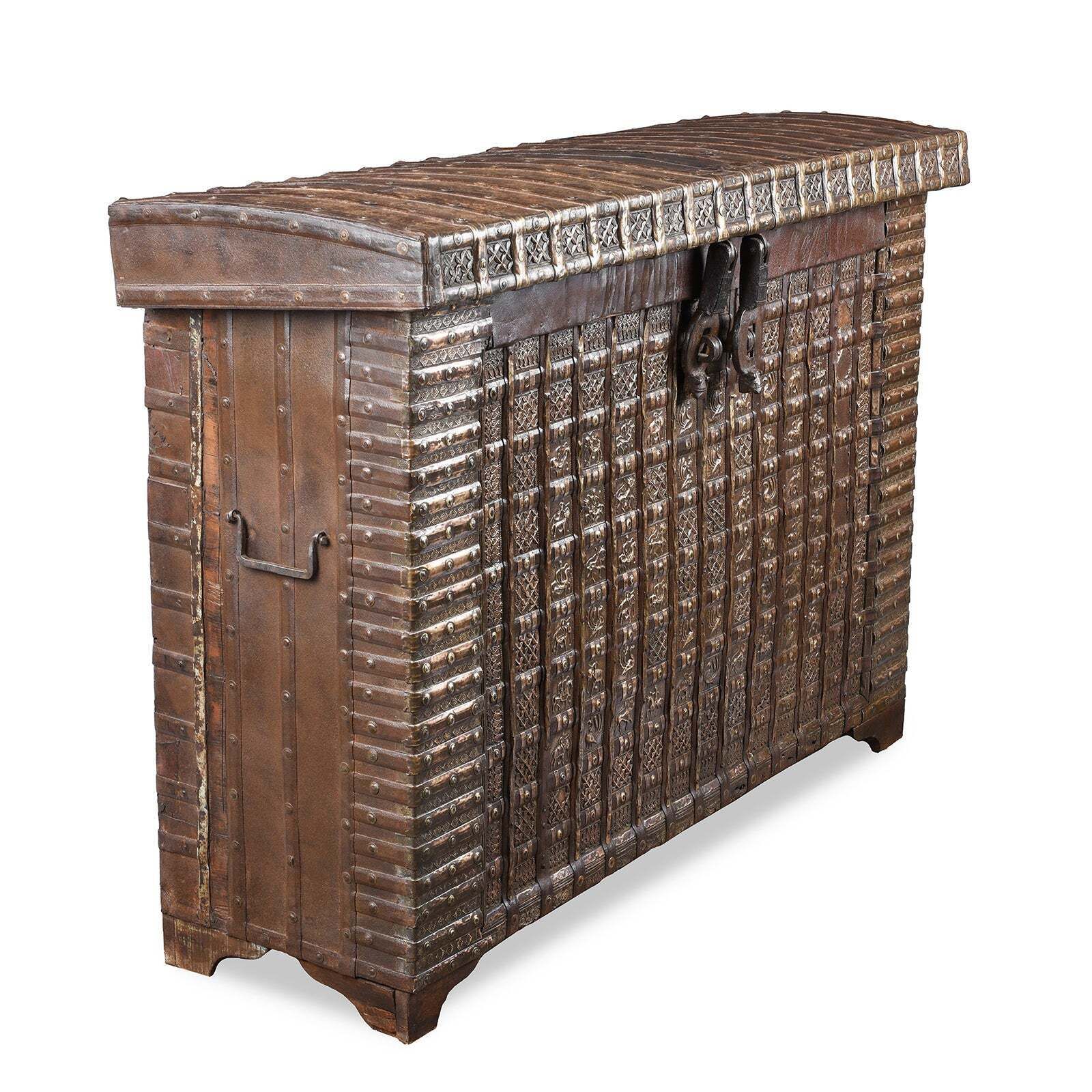 Furniture Brass Bound Rosewood Pithara Console Chest, Gujarat   19th Century photo