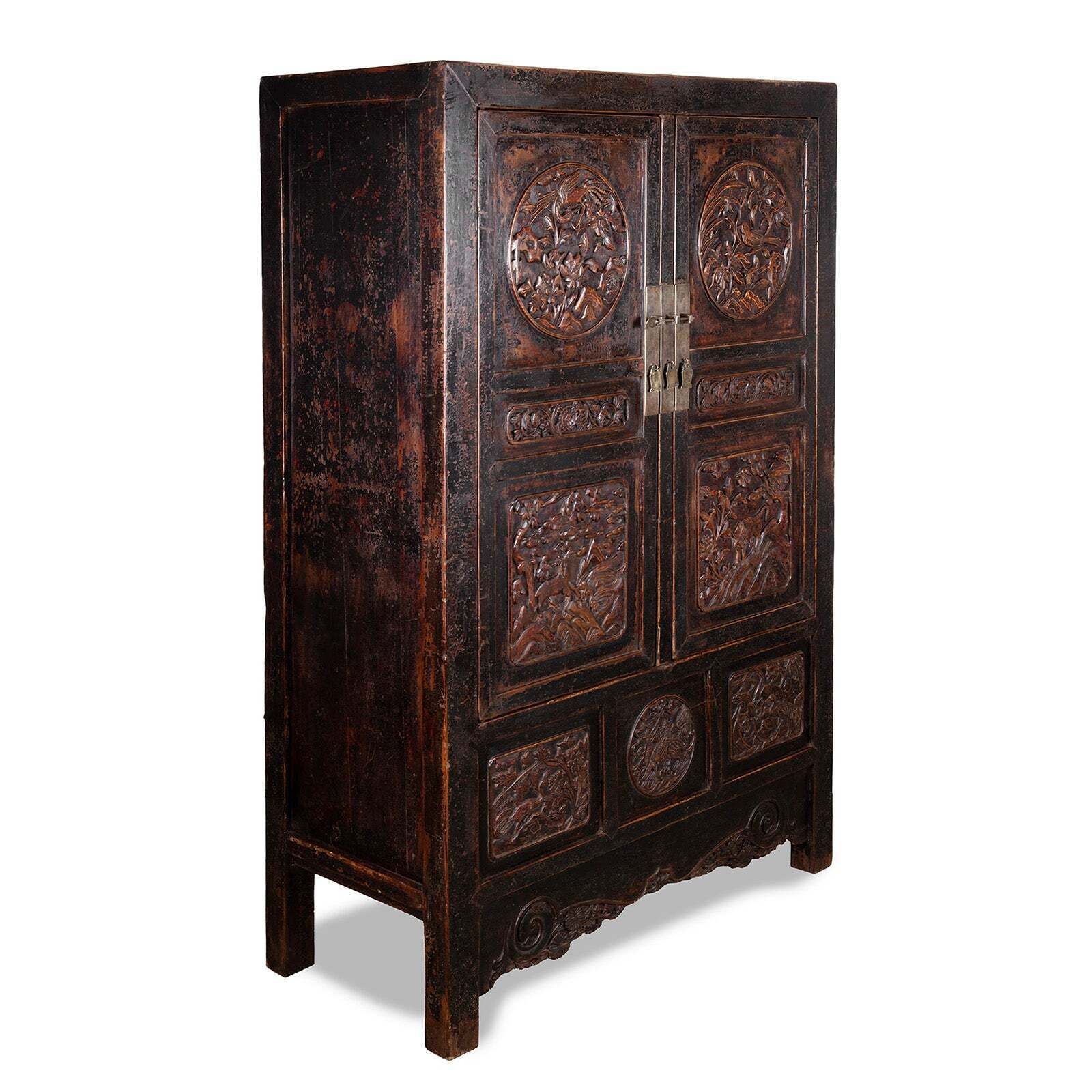 Antique Carved Chinese Cabinet From Shanxi  19th Century photo vinterior
