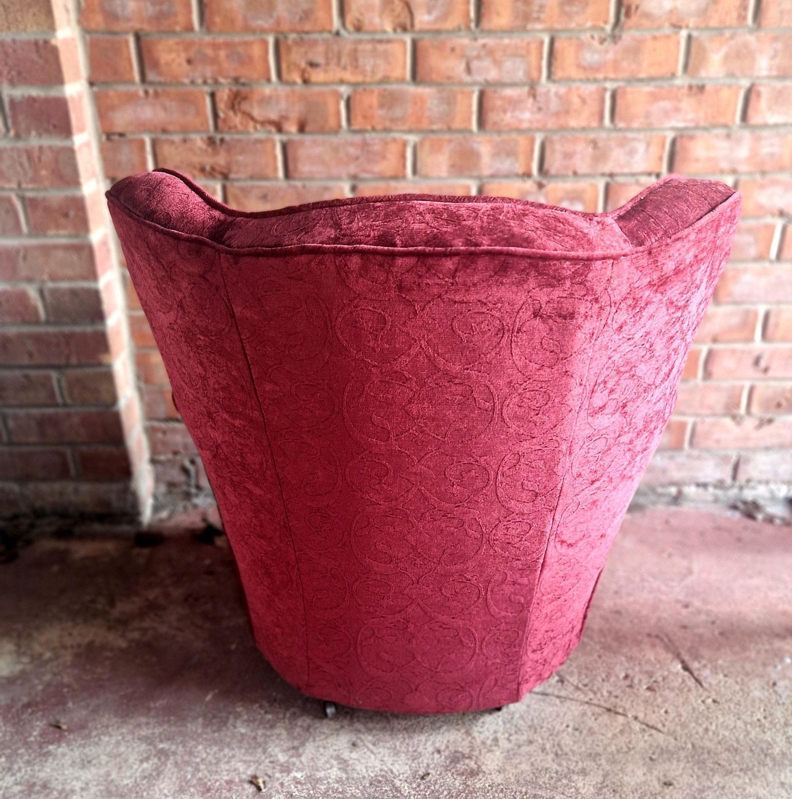 Vintage Mid Century Armchair In Rich Burgundy Fabric photo for sale