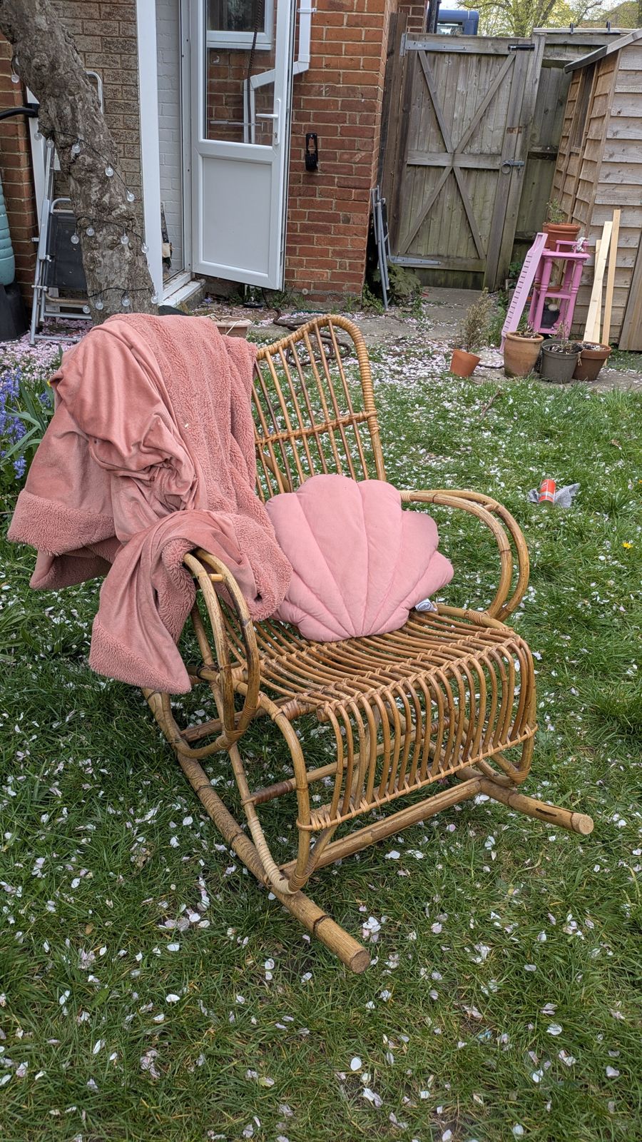 Bamboo Cane Rocking Chair, Franco Albini Style photo furniture