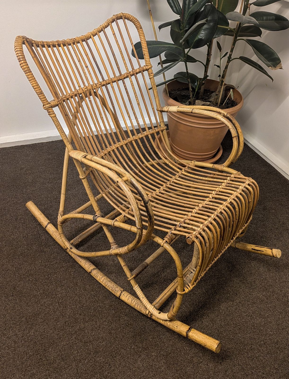 120.0 Bamboo Cane Rocking Chair, Franco Albini Style photo