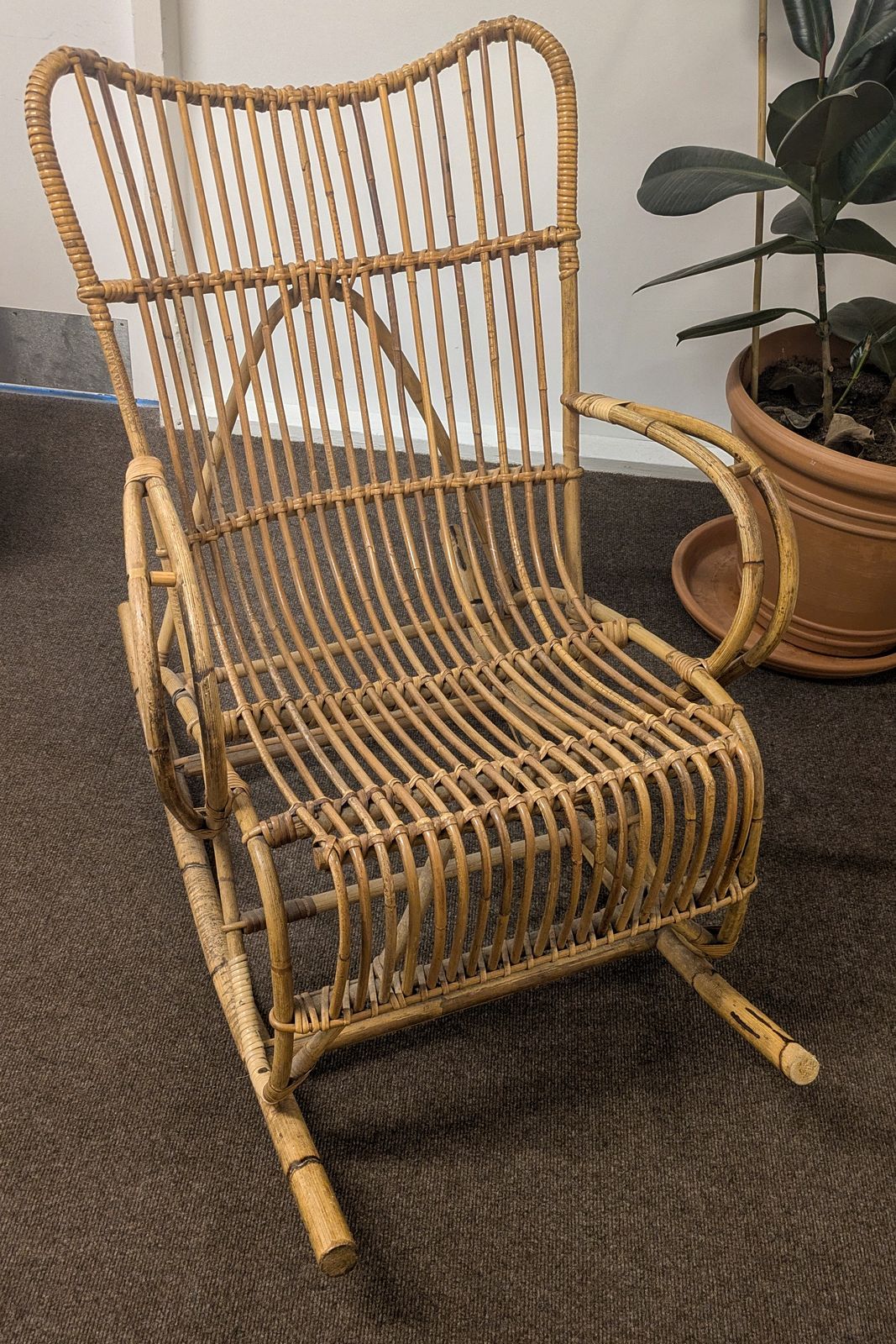 photo buy Bamboo Cane Rocking Chair, Franco Albini Style