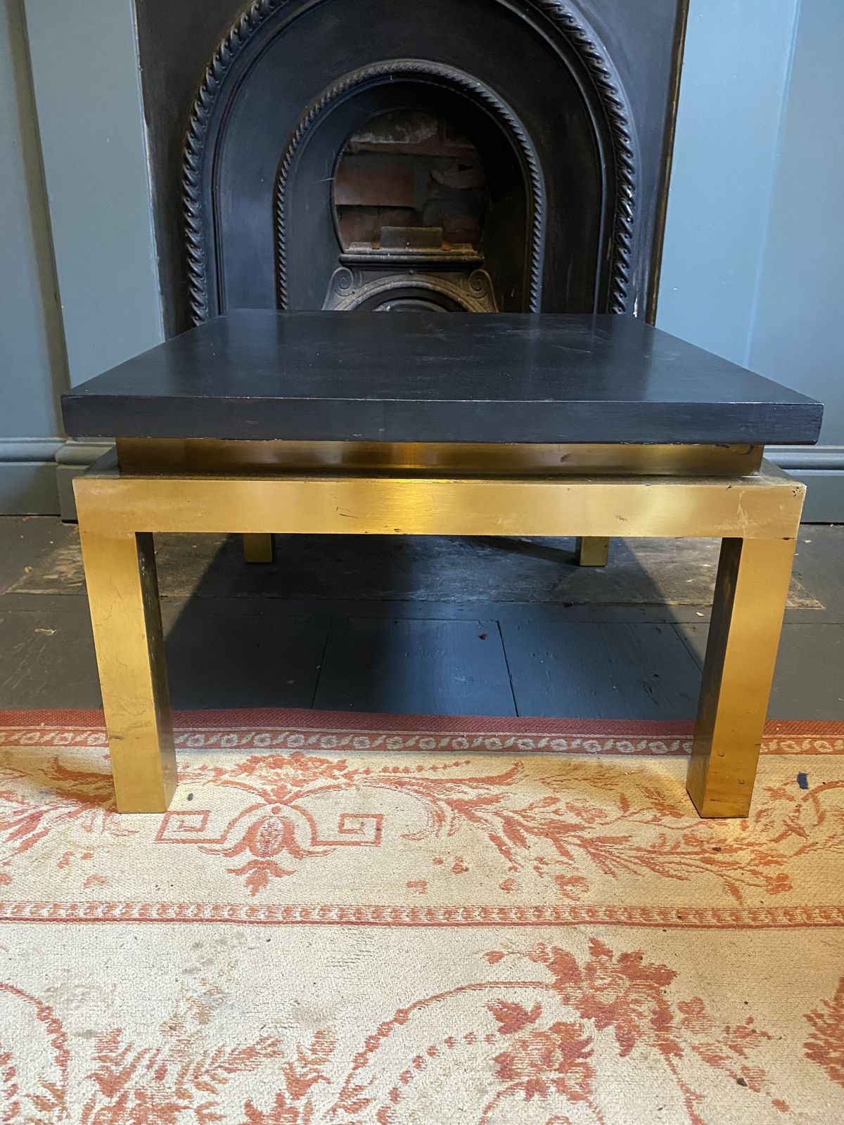 Pair Of French Mid Century Brass Side Tables photo vintage