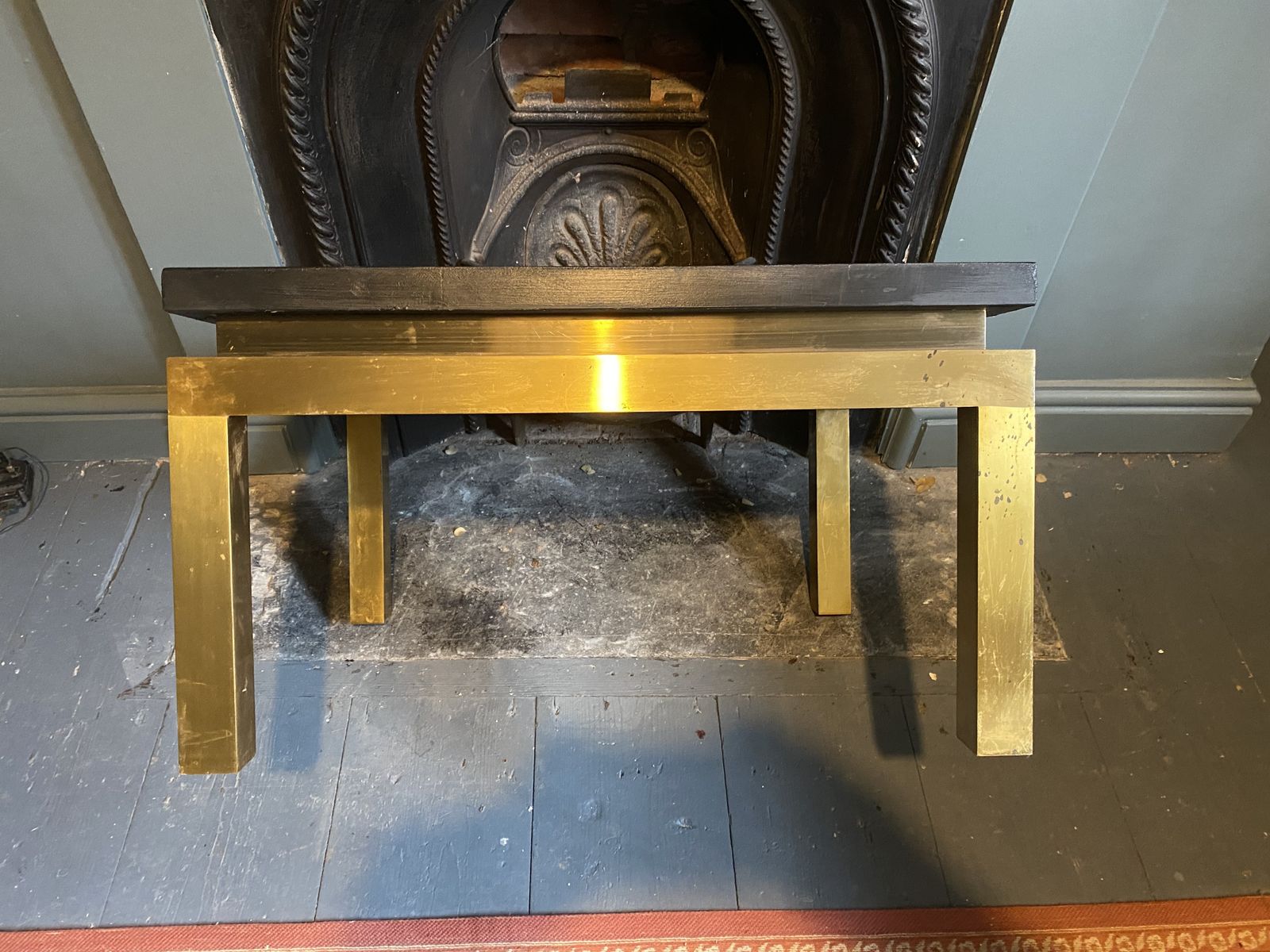 Furniture Pair Of French Mid Century Brass Side Tables photo