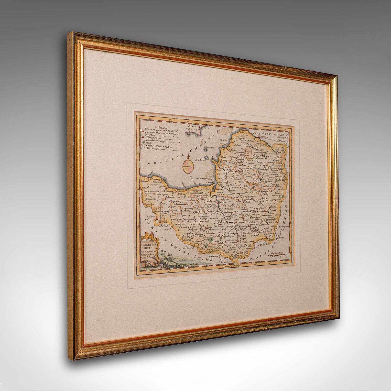 Antique Somerset Map, Thomas Kitchin, English, Cartographic Reference, Georgian